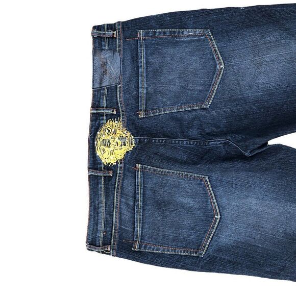 Ed Hardy By Christian Audigier Embroidered Jeans Size 40 Blue - Picture 12 of 14